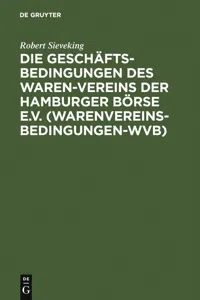 Die Geschäftsbedingungen des Waren-Vereins der Hamburger Börse e.V_cover