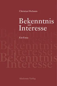 Bekenntnis und Interesse_cover