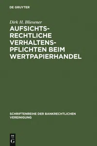 Aufsichtsrechtliche Verhaltenspflichten beim Wertpapierhandel_cover