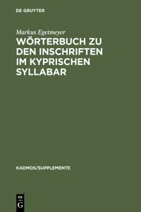 Wörterbuch zu den Inschriften im kyprischen Syllabar_cover