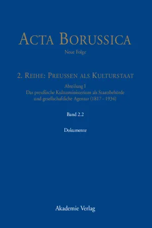 Das Kultusministerium auf seinen Wirkungsfeldern Schule, Wissenschaft, Kirchen, Künste und Medizinalwesen – Dokumente