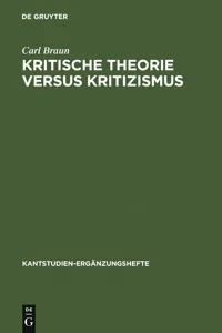 Kritische Theorie versus Kritizismus_cover