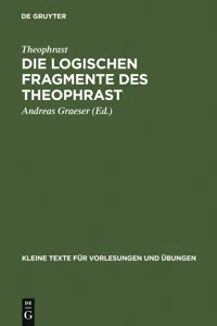 Die logischen Fragmente des Theophrast_cover