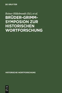 Brüder-Grimm-Symposion zur Historischen Wortforschung_cover