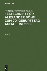 Festschrift für Alexander Böhm zum 70. Geburtstag am 14. Juni 1999_cover