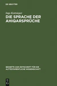 Die Sprache der Ahiqarsprüche_cover