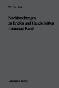 Nachforschungen zu Briefen und Handschriften Immanuel Kants_cover