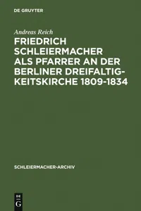 Friedrich Schleiermacher als Pfarrer an der Berliner Dreifaltigkeitskirche 1809-1834_cover