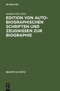 Edition von autobiographischen Schriften und Zeugnissen zur Biographie_cover