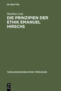 Die Prinzipien der Ethik Emanuel Hirschs_cover