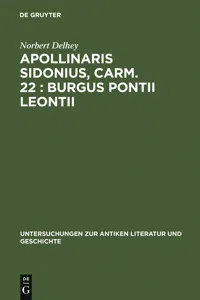 Apollinaris Sidonius, carm. 22: Burgus Pontii Leontii_cover