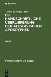 Die handschriftliche Überlieferung der Altslavischen Apokryphen_cover