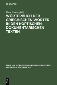 Wörterbuch der griechischen Wörter in den koptischen dokumentarischen Texten_cover