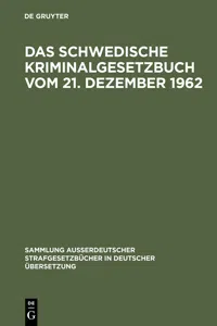 Das schwedische Kriminalgesetzbuch vom 21. Dezember 1962_cover