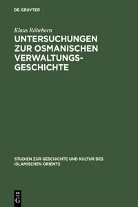 Untersuchungen zur osmanischen Verwaltungsgeschichte_cover