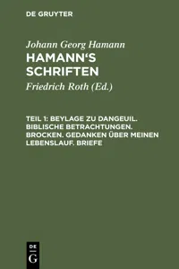 Beylage zu Dangeuil. Biblische Betrachtungen. Brocken. Gedanken über meinen Lebenslauf. Briefe_cover