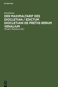 Der Maximaltarif des Diocletian / Edictum Diocletiani de pretiis rerum venalium_cover