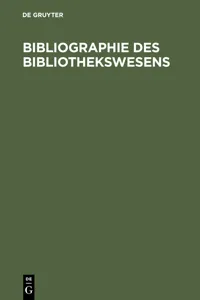 Bibliographie des Bibliothekswesens_cover