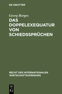 Das Doppelexequatur von Schiedssprüchen_cover