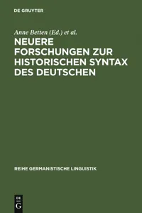 Neuere Forschungen zur historischen Syntax des Deutschen_cover