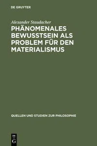 Phänomenales Bewußtsein als Problem für den Materialismus_cover