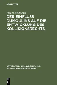 Der Einfluß Dumoulins auf die Entwicklung des Kollisionsrechts_cover