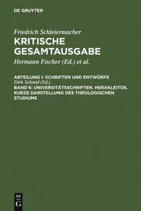 Universitätsschriften. Herakleitos. Kurze Darstellung des theologischen Studiums_cover