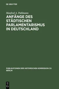 Anfänge des städtischen Parlamentarismus in Deutschland_cover