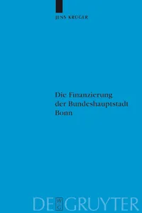 Die Finanzierung der Bundeshauptstadt Bonn_cover