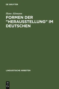 Formen der "Herausstellung" im Deutschen_cover