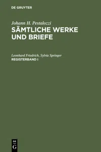 Johann H. Pestalozzi: Sämtliche Werke und Briefe. Registerband 1_cover