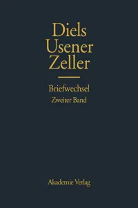 Hermann Diels, Hermann Usener, Eduard Zeller Briefwechsel_cover