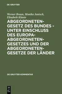 Abgeordnetengesetz des Bundes - unter Einschluß des Europaabgeordnetengesetzes und der Abgeordnetengesetze der Länder_cover