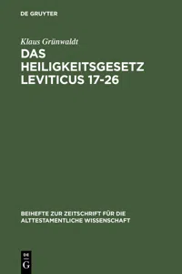 Das Heiligkeitsgesetz Leviticus 17–26_cover