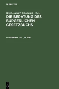 Allgemeiner Teil I und II, §§ 1–240_cover