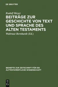 Beiträge zur Geschichte von Text und Sprache des Alten Testaments_cover