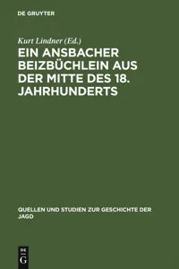 Ein Ansbacher Beizbüchlein aus der Mitte des 18. Jahrhunderts_cover