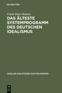 Das älteste Systemprogramm des deutschen Idealismus_cover