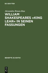 William Shakespeares »King Lear« in seinen Fassungen_cover