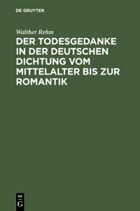 Der Todesgedanke in der deutschen Dichtung vom Mittelalter bis zur Romantik_cover