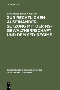 Zur rechtlichen Auseinandersetzung mit der NS-Gewaltherrschaft und dem SED-Regime_cover