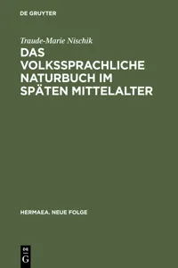 Das volkssprachliche Naturbuch im späten Mittelalter_cover