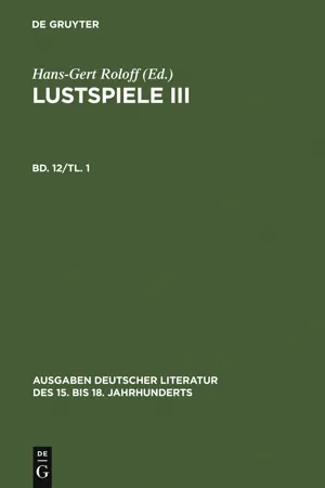 Lustspiele III. Erster Teil