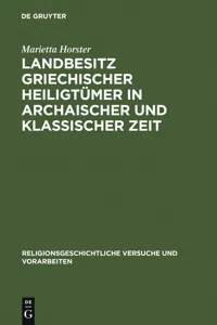 Landbesitz griechischer Heiligtümer in archaischer und klassischer Zeit_cover