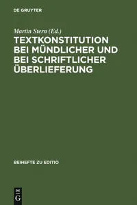 Textkonstitution bei mündlicher und bei schriftlicher Überlieferung_cover