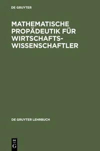 Mathematische Propädeutik für Wirtschaftswissenschaftler_cover