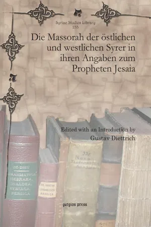 Die Massorah der östlichen und westlichen Syrer in ihren Angaben zum Propheten Jesaia