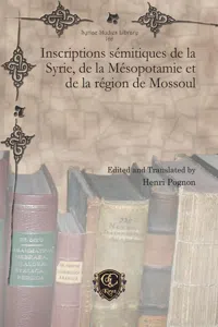 Inscriptions sémitiques de la Syrie, de la Mésopotamie et de la région de Mossoul_cover
