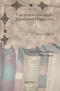 Une version syriaque des Aphorismes d'Hippocrate_cover