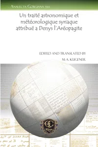 Un traité astronomique et météorologique syriaque attribué a Denys l'Aréopagite_cover